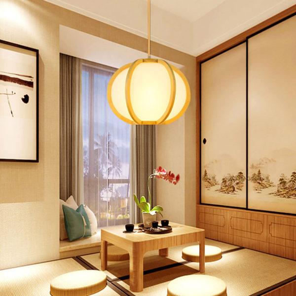 Round Lantern Pendant Light Wooden Creative Pumpkin Pendant Light Special Decorative Lighting - Image 8