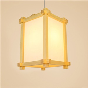 Simple Square Pendant Light Japanese Wooden Pendant Light Dining Room Hallway Bar Lighting