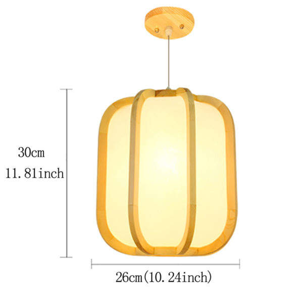 Round Wooden Pendant Light Lantern Shape Pendant Light Living Room Bedroom Study Light - Image 9