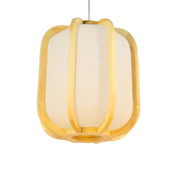 Round Wooden Pendant Light Lantern Shape Pendant Light Living Room Bedroom Study Light - Image 6