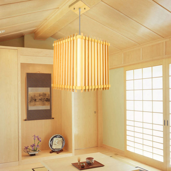 Large Wooden Pendant Light Square Japanese Pendant Light Living Room Bedroom Study Light - Image 8