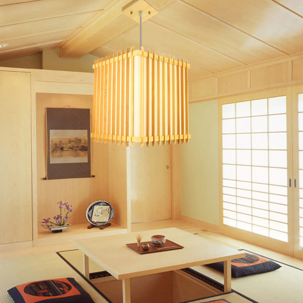 Large Wooden Pendant Light Square Japanese Pendant Light Living Room Bedroom Study Light - Image 3