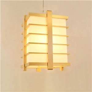 Cage Shape Pendant Light Japanese Wooden Pendant Light Living Room Bedroom Study Light