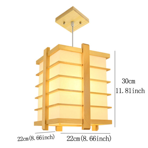 Cage Shape Pendant Light Japanese Wooden Pendant Light Living Room Bedroom Study Light - Image 9