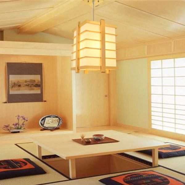Cage Shape Pendant Light Japanese Wooden Pendant Light Living Room Bedroom Study Light - Image 2