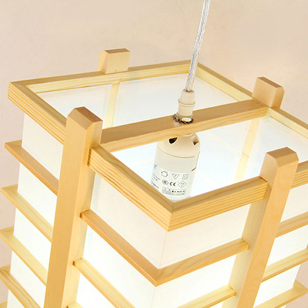 Cage Shape Pendant Light Japanese Wooden Pendant Light Living Room Bedroom Study Light - Image 5
