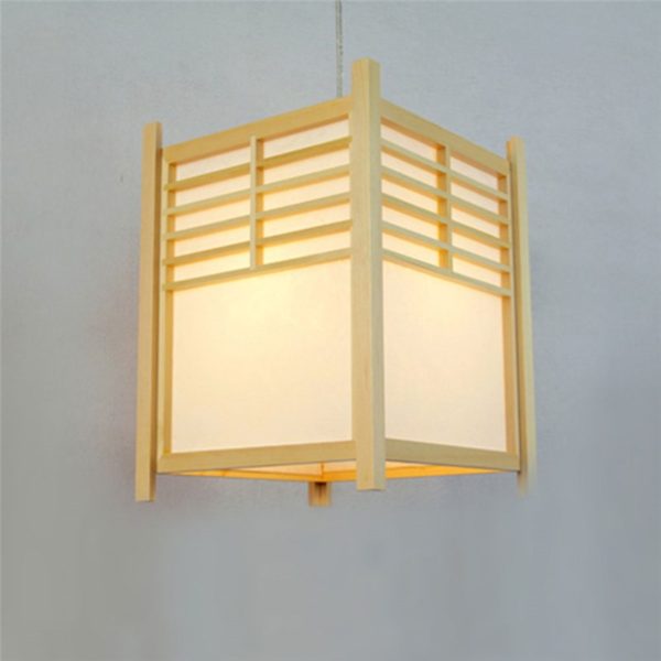 Modern Burlywood Pendant Light Square Wooden Pendant Light Restaurant Lighting - Image 7