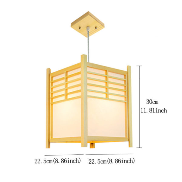 Modern Burlywood Pendant Light Square Wooden Pendant Light Restaurant Lighting - Image 9