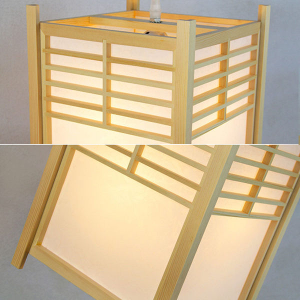Modern Burlywood Pendant Light Square Wooden Pendant Light Restaurant Lighting - Image 6