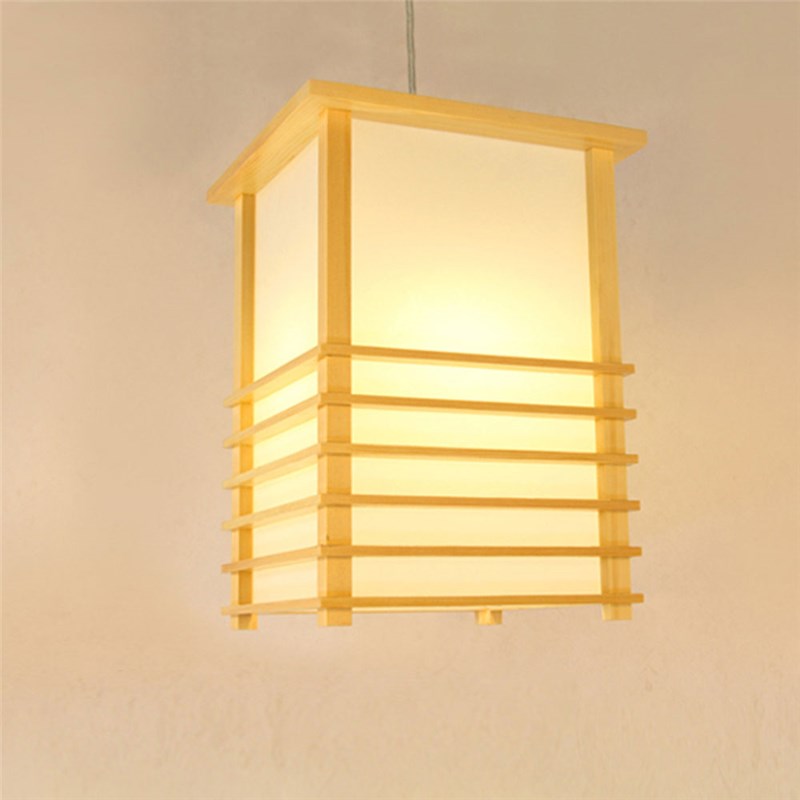 Modern Wooden Pendant Light Japanese Style Pendant Light Living Room Bedroom Study Lighting - Image 7