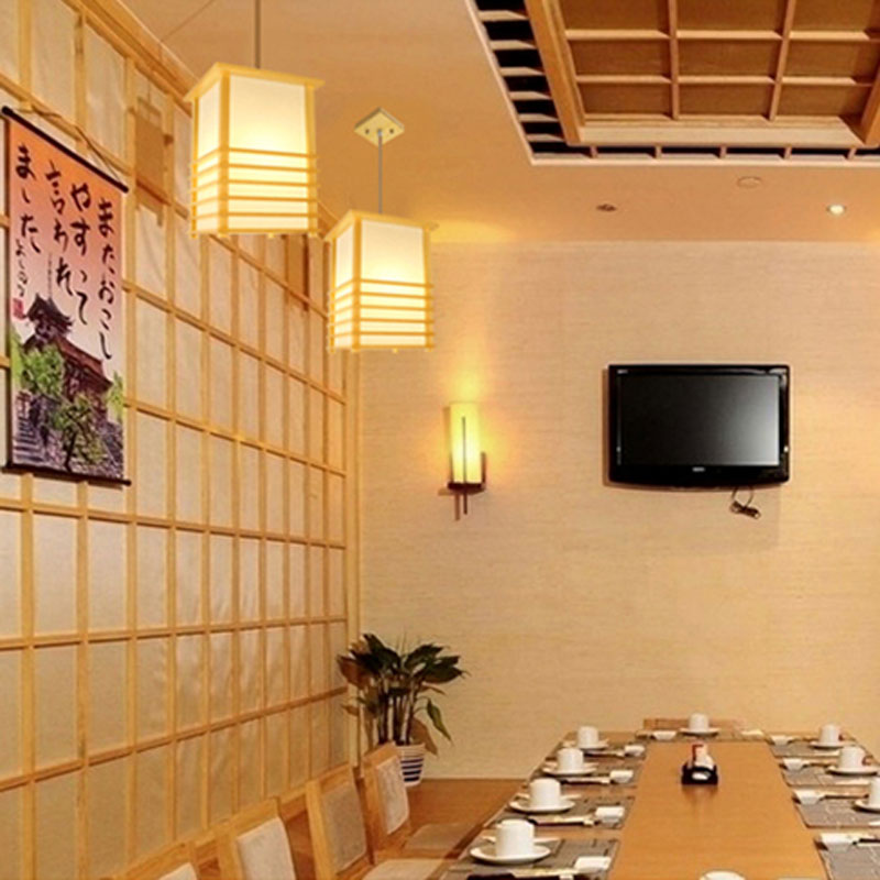 Modern Wooden Pendant Light Japanese Style Pendant Light Living Room Bedroom Study Lighting - Image 2