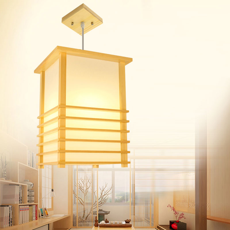 Modern Wooden Pendant Light Japanese Style Pendant Light Living Room Bedroom Study Lighting - Image 4