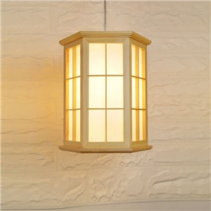 Hexagonal Wooden Pendant Light Contemporary Simple Pendant Light Living Room Bedroom Study Lighting