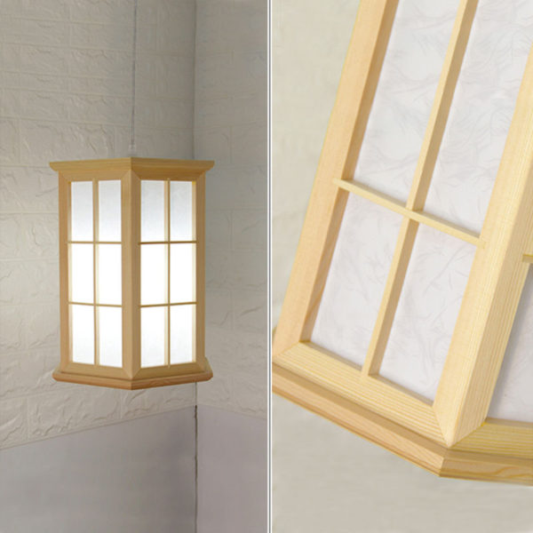 Hexagonal Wooden Pendant Light Contemporary Simple Pendant Light Living Room Bedroom Study Lighting - Image 4