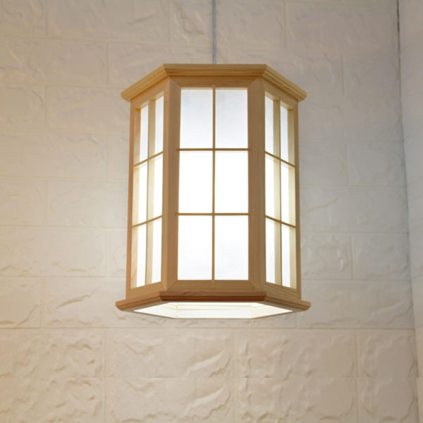Hexagonal Wooden Pendant Light Contemporary Simple Pendant Light Living Room Bedroom Study Lighting - Image 6