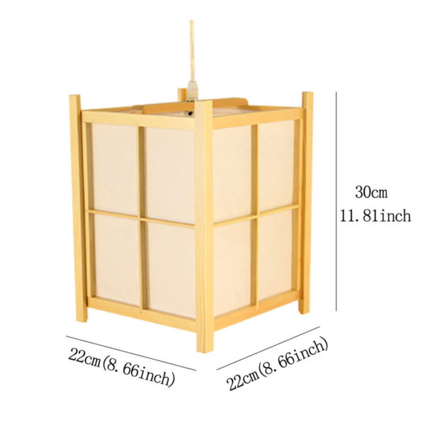 Wooden Check Pendant Light Japanese Creative Pendant Light Living Room Bedroom Lighting - Image 9