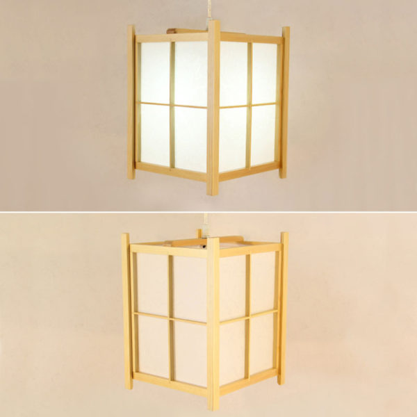 Wooden Check Pendant Light Japanese Creative Pendant Light Living Room Bedroom Lighting - Image 2