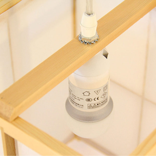 Wooden Check Pendant Light Japanese Creative Pendant Light Living Room Bedroom Lighting - Image 6