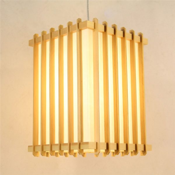 Fence Design Pendant Light Japanese Wooden Pendant Light Bedroom Restaurant Lighting - Image 7