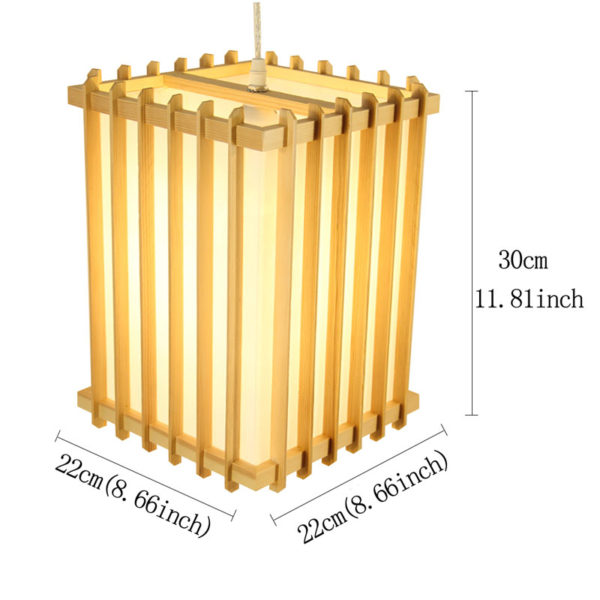 Fence Design Pendant Light Japanese Wooden Pendant Light Bedroom Restaurant Lighting - Image 9