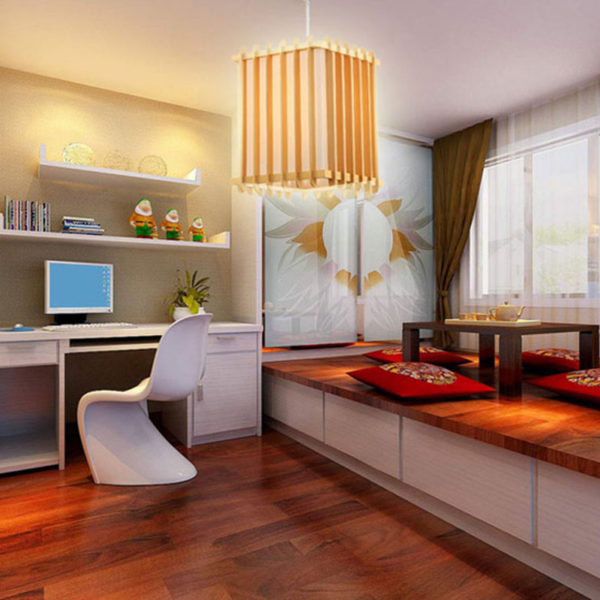 Fence Design Pendant Light Japanese Wooden Pendant Light Bedroom Restaurant Lighting - Image 3