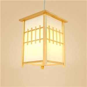 Square Lantern Pendant Light Japanese Wooden Pendant Light Living Room Bedroom Study Lighting
