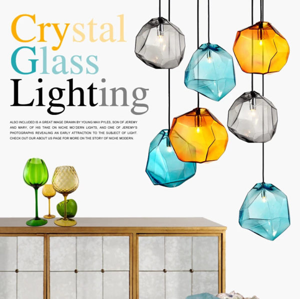 Modern Fashion Colorful Glass Pendant light with 3 lights Dining Room Lighting Ideas Living Room Bedroom Lighting - Image 2