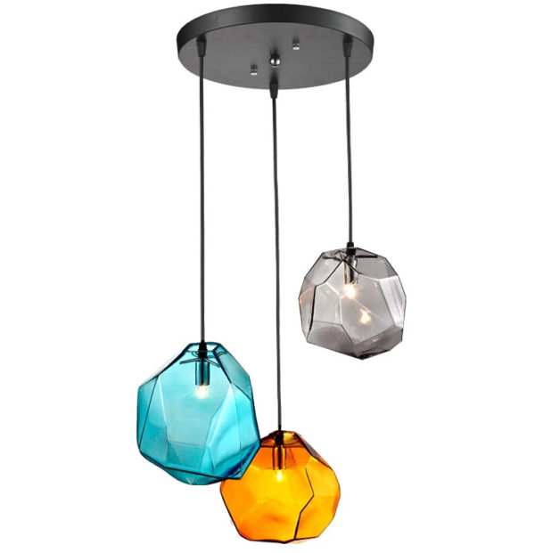 Modern Fashion Colorful Glass Pendant light with 3 lights Dining Room Lighting Ideas Living Room Bedroom Lighting - Image 4