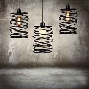 American Country Pendant Light Stoving Varnishing Craftsmanship Wrought Iron Pendant Light 1 Light Matted Black Chandelier