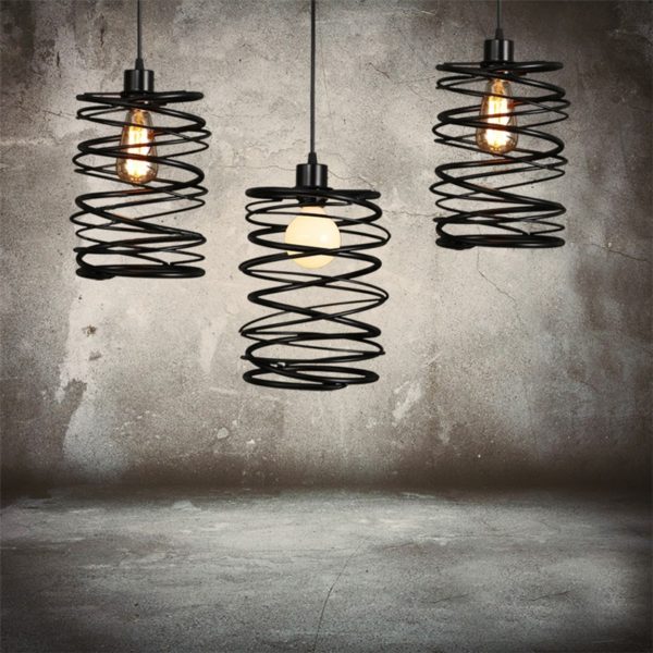 American Country Pendant Light Stoving Varnishing Craftsmanship Wrought Iron Pendant Light 1 Light Matted Black Chandelier - Image 7
