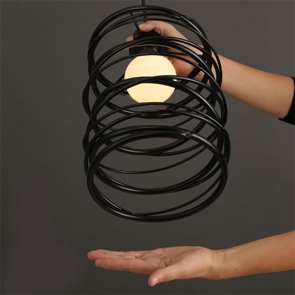 American Country Pendant Light Stoving Varnishing Craftsmanship Wrought Iron Pendant Light 1 Light Matted Black Chandelier - Image 8