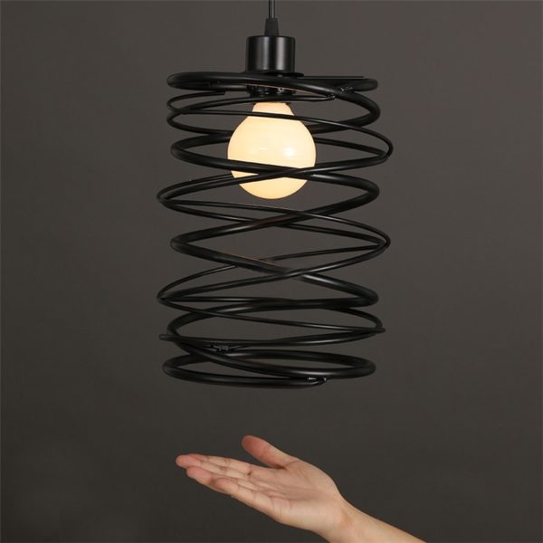 American Country Pendant Light Stoving Varnishing Craftsmanship Wrought Iron Pendant Light 1 Light Matted Black Chandelier - Image 9