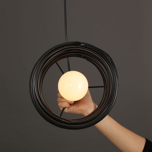 American Country Pendant Light Stoving Varnishing Craftsmanship Wrought Iron Pendant Light 1 Light Matted Black Chandelier - Image 2