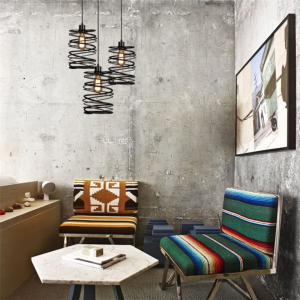 American Country Pendant Light Stoving Varnishing Craftsmanship Wrought Iron Pendant Light 1 Light Matted Black Chandelier - Image 3