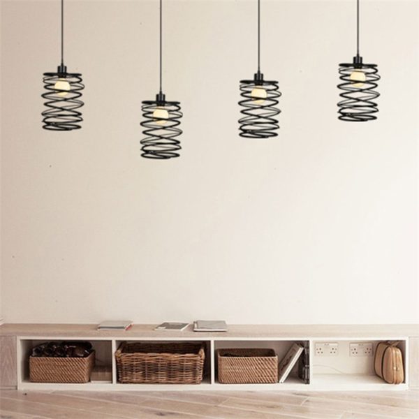 American Country Pendant Light Stoving Varnishing Craftsmanship Wrought Iron Pendant Light 1 Light Matted Black Chandelier - Image 4