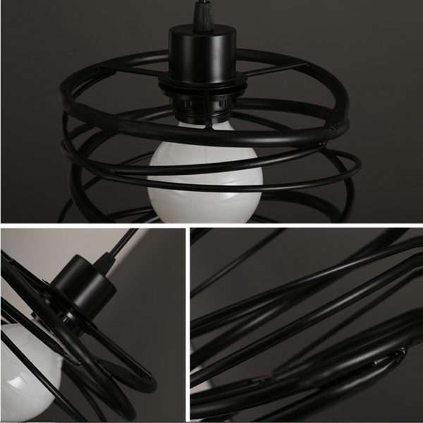 American Country Pendant Light Stoving Varnishing Craftsmanship Wrought Iron Pendant Light 1 Light Matted Black Chandelier - Image 5