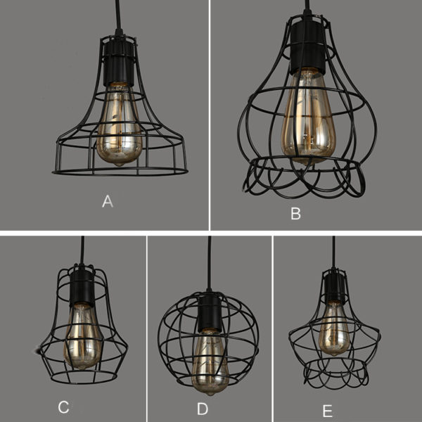 American Country Wrought Iron Stoving Varnishing Craftsmanship Pendant Light 5 Designs 1 Light Black Chandelier - Image 7