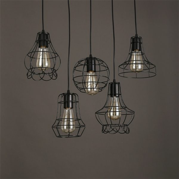 American Country Wrought Iron Stoving Varnishing Craftsmanship Pendant Light 5 Designs 1 Light Black Chandelier - Image 8