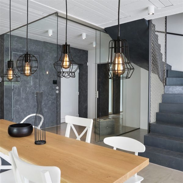 American Country Wrought Iron Stoving Varnishing Craftsmanship Pendant Light 5 Designs 1 Light Black Chandelier - Image 11