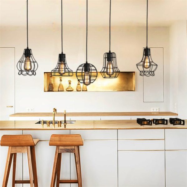 American Country Wrought Iron Stoving Varnishing Craftsmanship Pendant Light 5 Designs 1 Light Black Chandelier - Image 2