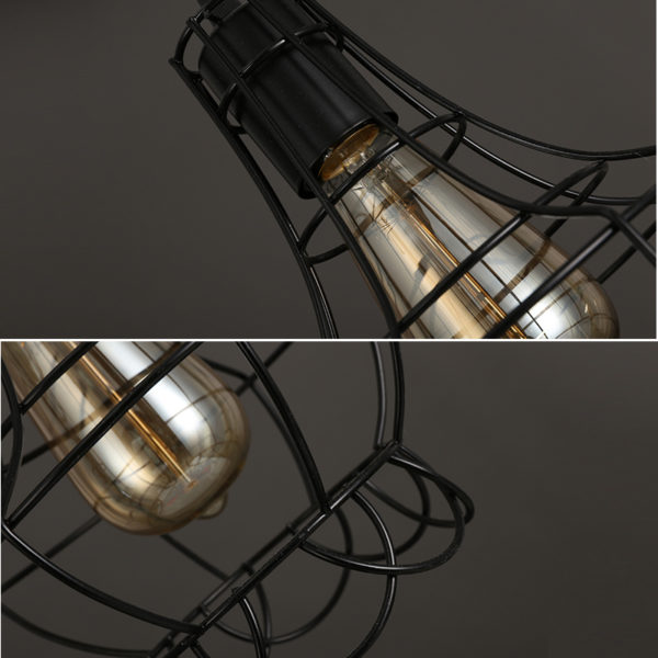 American Country Wrought Iron Stoving Varnishing Craftsmanship Pendant Light 5 Designs 1 Light Black Chandelier - Image 3