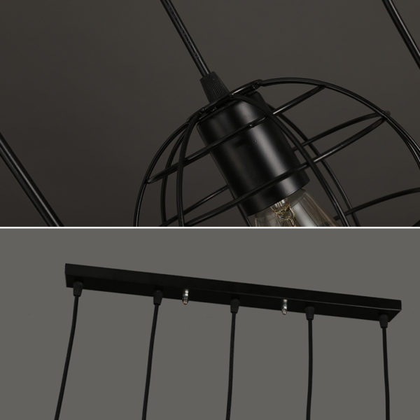 American Country Wrought Iron Stoving Varnishing Craftsmanship Pendant Light 5 Designs 1 Light Black Chandelier - Image 4