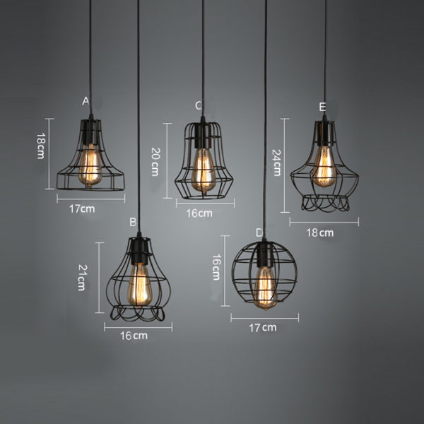 American Country Wrought Iron Stoving Varnishing Craftsmanship Pendant Light 5 Designs 1 Light Black Chandelier - Image 5