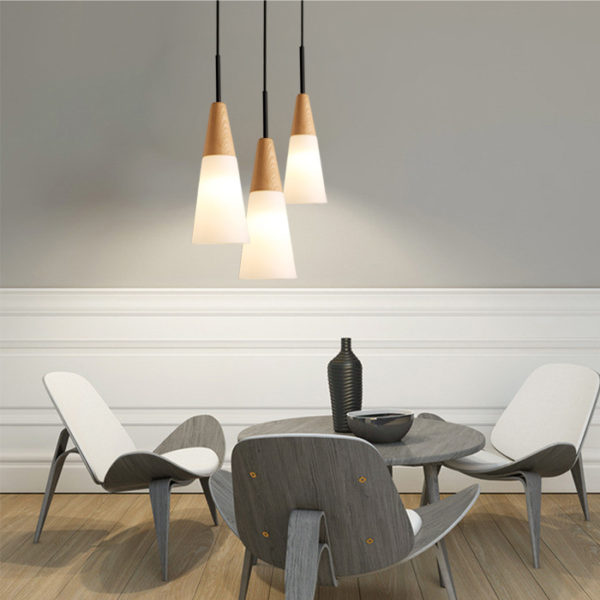 Glass Pendant Light Modern Simple Fashion Wooden Glass Pendant Light 3 Designs 1 Light Dining Room Lighting Ideas Living Room Bedroom Lighting - Image 3