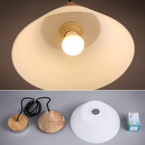 Glass Pendant Light Modern Simple Fashion Wooden Glass Pendant Light 3 Designs 1 Light Dining Room Lighting Ideas Living Room Bedroom Lighting - Image 5