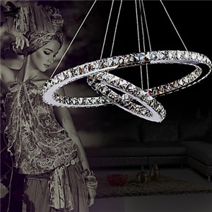 Pendant Light Luxury Modern LED Crystal Living Two Rings Energy Saving