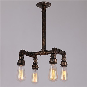Water Pipe Retro Plating 4 Light Painting Pendant
