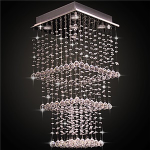 Crystal Flush Mount, 5 Light, Elegant Modern Stainless Steel Electroplating