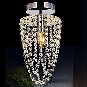 1-Light Chrome Modern K9 Transparent Crystal Chandelier with 1 LED Bulb Ceiling Lights Energy Saving