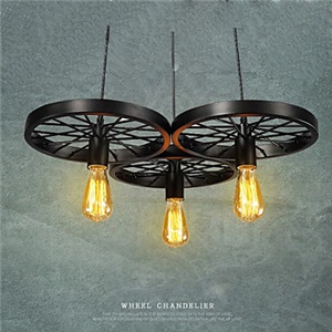 220V Loft Pendant Lights Wheel Chandelier Rustic Vintage Retro Country Living Room Dining Room Lighting Ideas Entry Game Metal+Painting Ceiling Lights